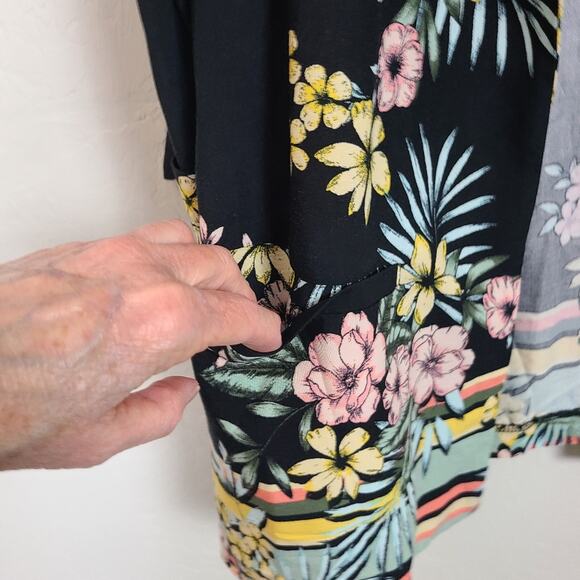 Roz & Ali Women S Black Fairy Core Floral Stripe Whimsy Paste Goth Boho Blazer - Picture 12 of 15